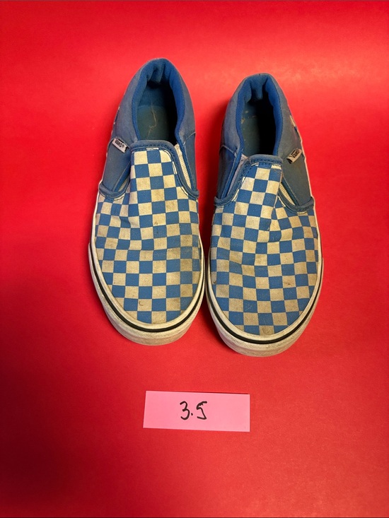 Vans Other - Vans Kids Slip-On Checkerboard Sneakers - Blue and Cream